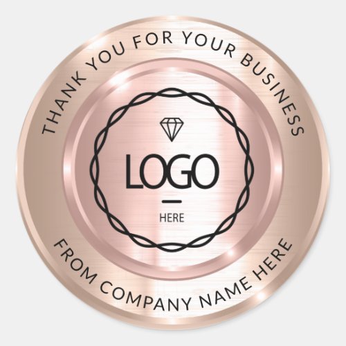 Custom Logo Name Web Rose Shop Thank Classic Round Sticker