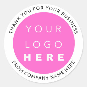 Custom Logo Name Web Simply Black Thank You Classic Round Sticker