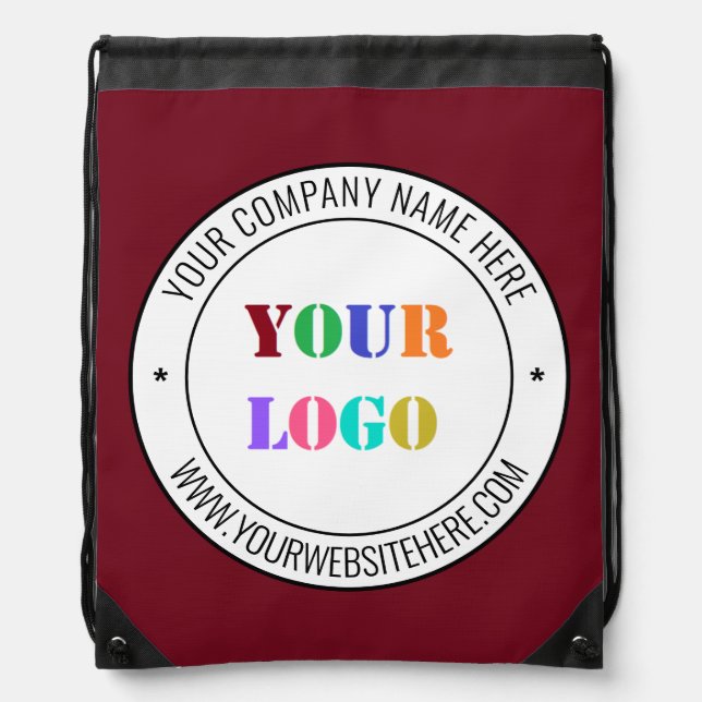 Custom Logo Name Website Business Drawstring Bag (Front)