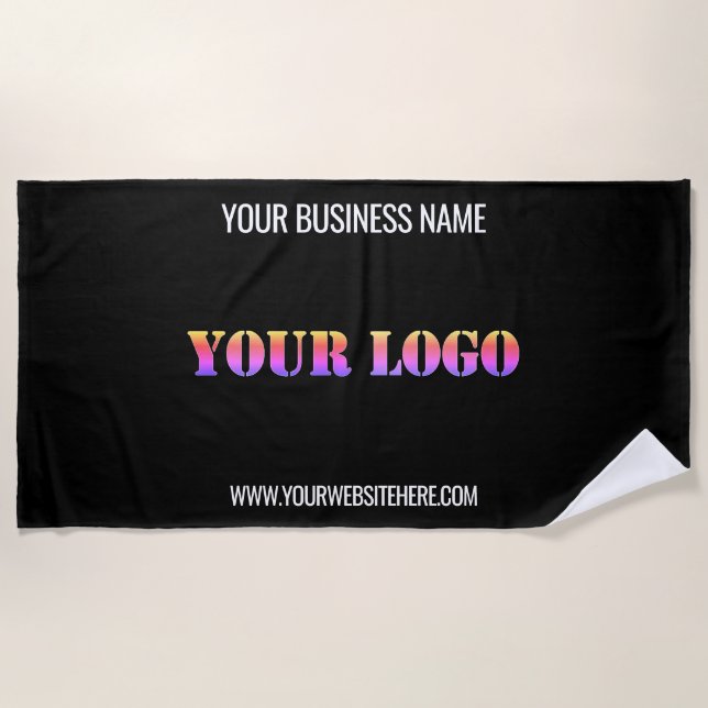 Custom Logo Name Website Promotional Personalized Beach Towel (Front)