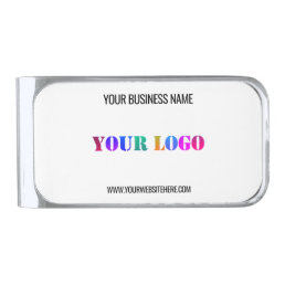 Custom Logo Name Website Promotional Personalized  Silver Finish Money Clip