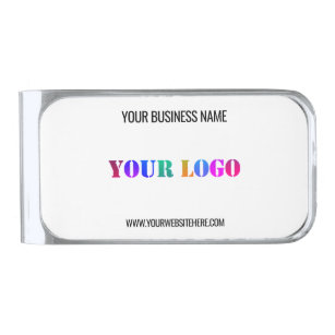 Custom Logo Name Website Promotional Personalized  Silver Finish Money Clip