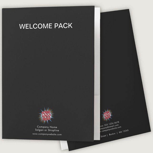 Custom Logo, Name, Welcome Pack Black Pocket Folde Pocket Folder (Creator Uploaded)