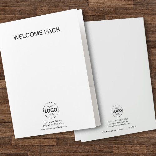 Custom Logo, Name, Welcome Pack White Pocket Folder
