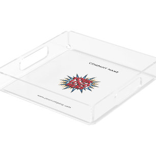 Custom Logo, Name, White Acrylic Tray