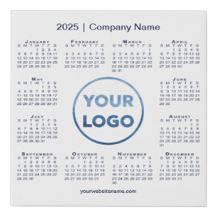 Custom Logo Navy Blue 2025 Calendar on White Faux Canvas Print