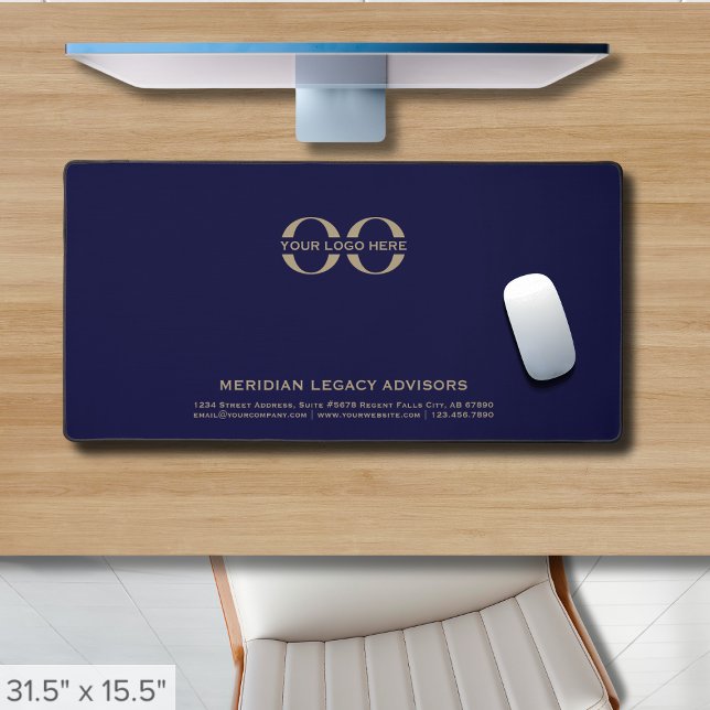 Custom Logo Navy Blue Desk Mat (Creator Uploaded)