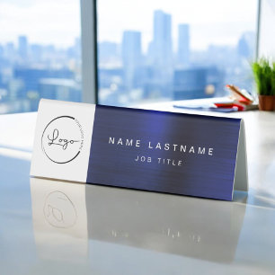 Custom Logo Navy Blue Metallic Professional Table Tent