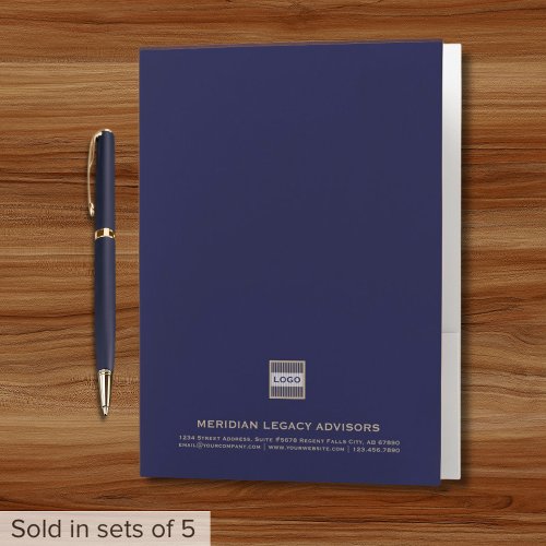 Custom Logo Navy Blue Pocket Folder
