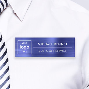 Custom Logo Navy Blue Professional Business Name Tag