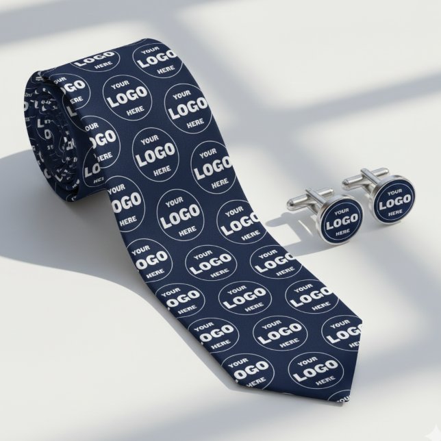 Custom Logo Navy Blue Tie - Professional Branded  (Custom Logo Navy Blue Tie - Professional Branded Neck Tie)