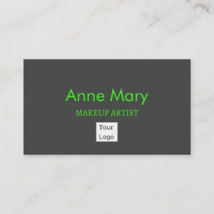 Custom Logo Neon Green Makeup Artist Salon Grey Business Card