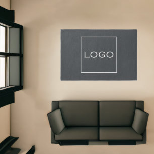 Custom Logo Neutral Charcoal Grey Commerial Office Rug