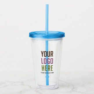 Custom Logo No Minimum With Straw Acrylic Tumbler