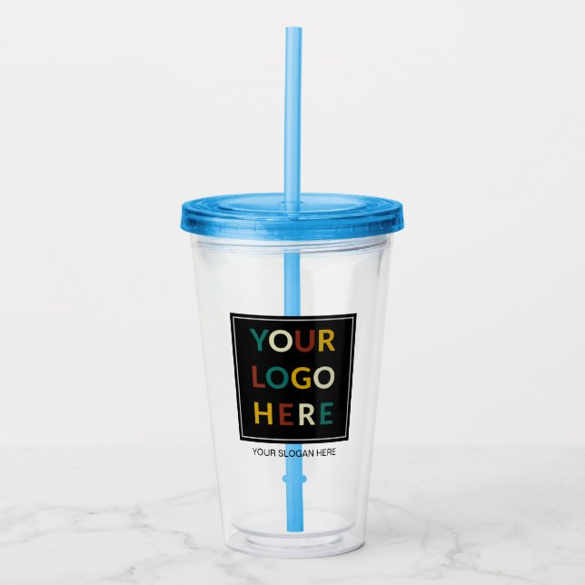 Custom Logo No Minimum With Straw Acrylic Tumbler (Front)