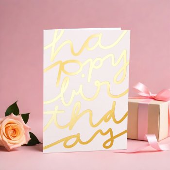 Custom Logo Office Stylish Modern Happy Birthday Foil Greeting Card by pinkpinetree at Zazzle