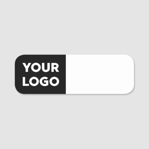 Custom Logo on Black Reusable Dry Erase Name Tag Zazzle