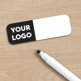 Custom Logo on Black Reusable Dry Erase Name Tag