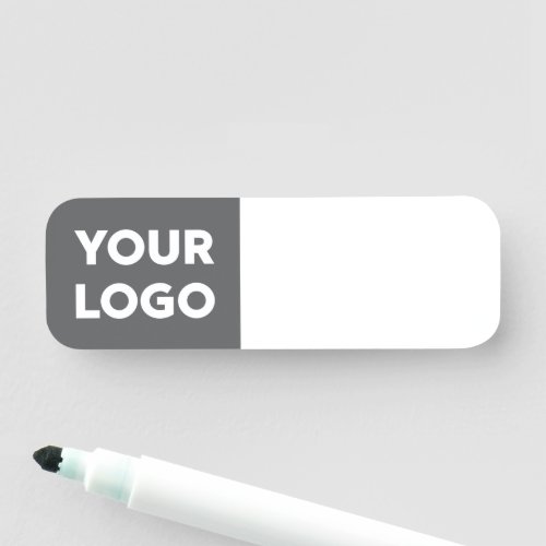 Custom Logo on Dark Grey Reusable Dry Erase Name Tag