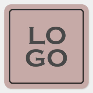 Custom Logo on Dusty Pink with Frame Square Sticker