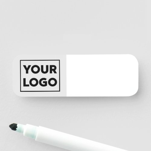 Custom Logo on Light Grey Reusable Dry Erase Name Tag