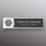 Custom logo on marble look background modern black door sign