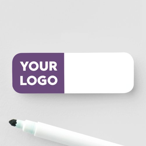 Custom Logo on Purple Reusable Dry Erase Name Tag