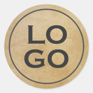 Custom Logo on Rustic Parchment Classic Round Sticker