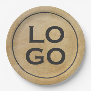 Custom Logo on Rustic Parchment Paper Plates
