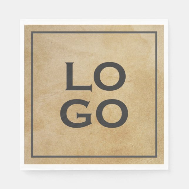 Custom Logo on Rustic Parchment with Frame Napkins (Front)