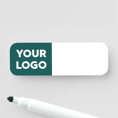 Custom Logo on Teal Reusable Dry Erase Name Tag