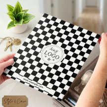 Custom Logo on White and Black Square Pattern 