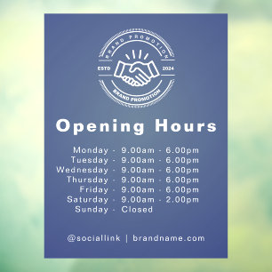 Custom Logo & Opening Hours Business Window Cling