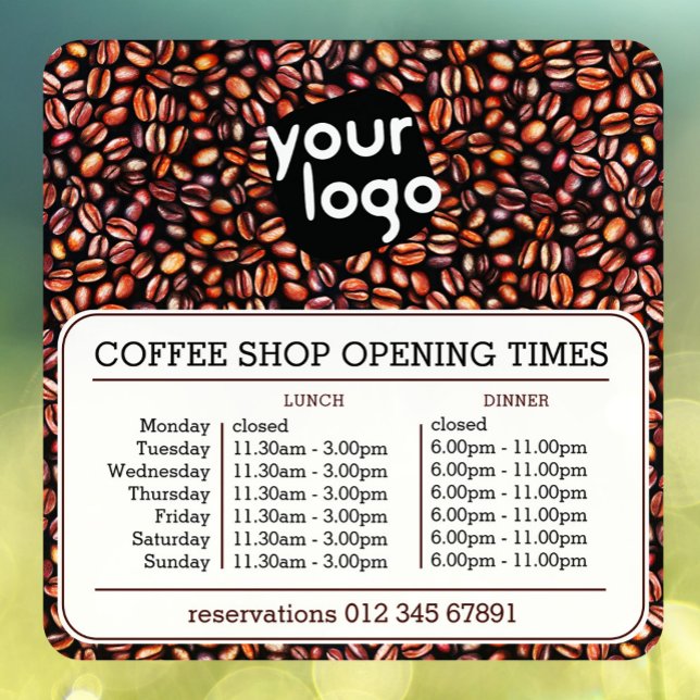   Custom Logo Opening Lunch Dinner Hours Cafeteria Window Cling (Creator Uploaded)