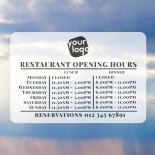 Custom Logo Opening Lunch Dinner Hours Restaurant Window Cling