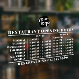 Custom Logo Opening Lunch Dinner Hours Restaurant Window Cling