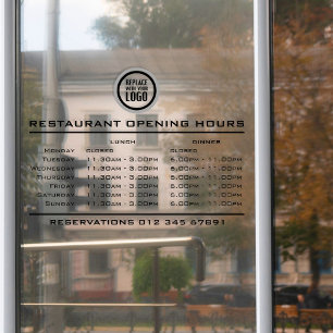  Custom Logo Opening Lunch Dinner Hours Restaurant Window Cling