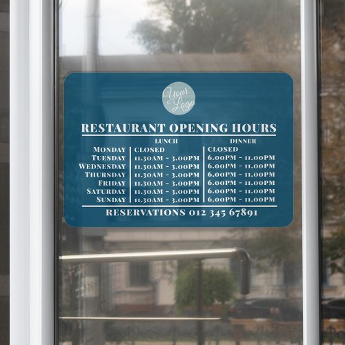  Custom Logo Opening Lunch Dinner Hours Restaurant Window Cling