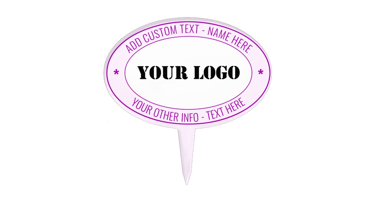 Topper Design Text Custom Logo or Photo and Text Cake Topper Template | Zazzle