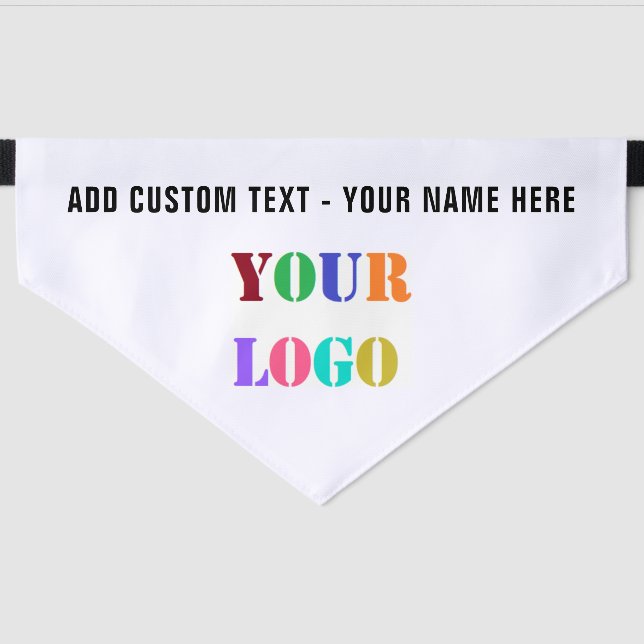 Custom Logo or Photo and Text Pet Bandana Collar (Front)
