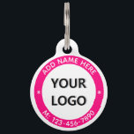 Custom Logo or Photo and Text Pet ID Tag Template<br><div class="desc">Custom Colors and Fonts - Personalized Pet ID Tags Example with Your Logo or Photo and Name Phone - Info or Custom Text Pet Tags Gift - Make Unique Your Own Design - Add Your Company Logo - Image - Photo or QR Code / Name - Family /Address - Custom...</div>