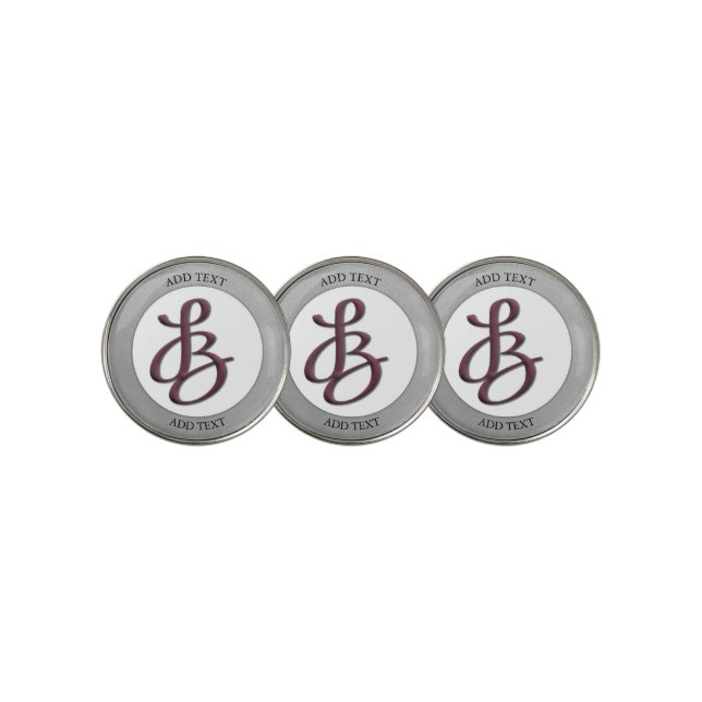 Custom Logo or Photo and Text Silver Boarder Golf Ball Marker (3 Up)