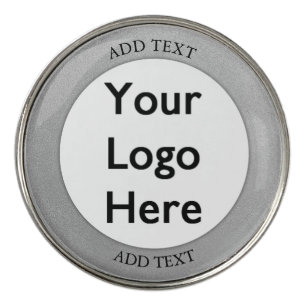 Custom Logo or Photo and Text Silver Boarder Golf Ball Marker