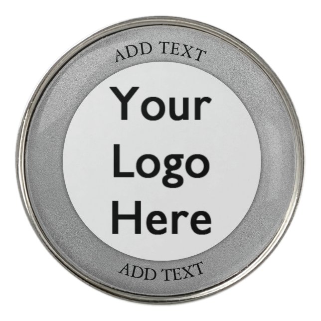 Custom Logo or Photo and Text Silver Boarder Golf Ball Marker (Front)