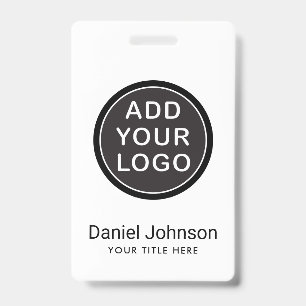 Custom logo or photo employee name title id badge