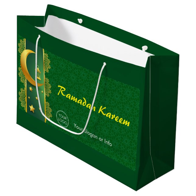 Custom Logo or Text Ramadan | EID Large Gift Bag (Front Angled)