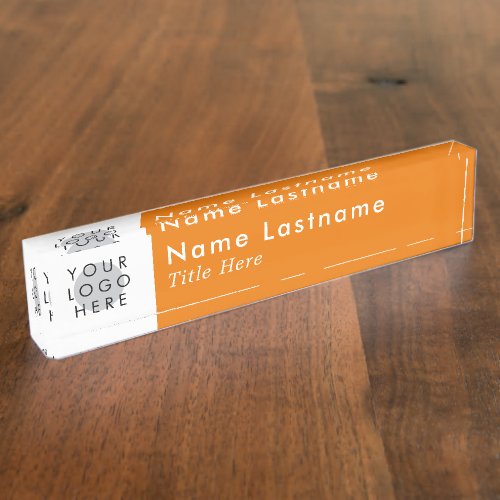 Custom Logo Orange Modern Simple Trendy Minimalist Desk Name Plate