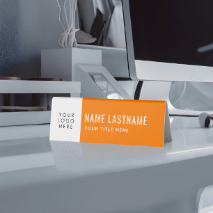 Custom Logo Orange Simple Minimalist Name Title Table Tent