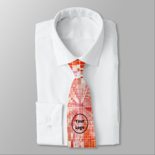 Custom logo orange whirl blocks neck tie