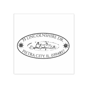 Custom Logo Oval Return Address Rubber Stamp